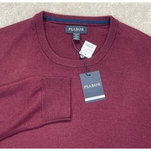 NWT Jos A Bank Merino Wool Sweater Mens 2XLT Burgundy Tailored Fit Long Sleeve
